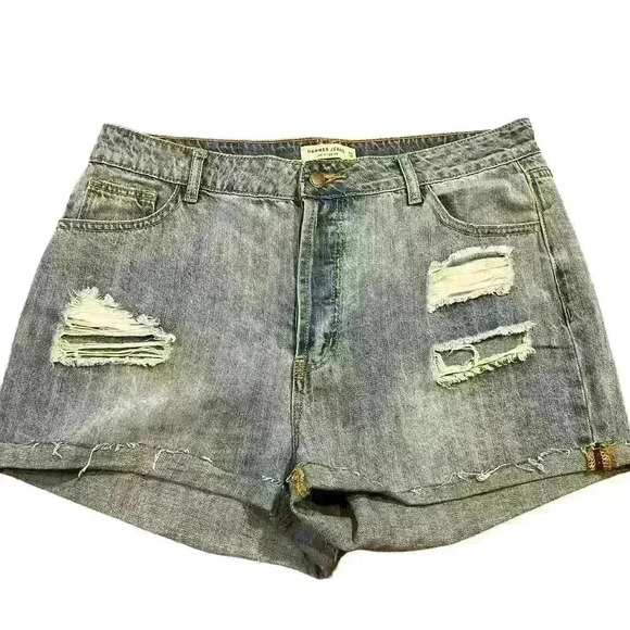 Hammer Jeans Denim Shorts Size 13 High Rise Distressed Medium Wash Casual - Picture 1 of 6